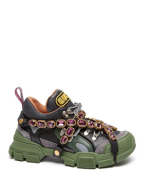 gucci neon green sneakers|Gucci flashtrek sneakers with crystals.